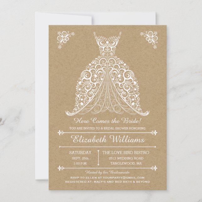 Invitation Voici venir la jeune mariée ! Fête de la mariée (Devant)