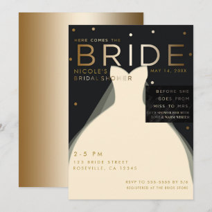 Invitation Voici venir la mariée Crème Noir Or Enterrement de