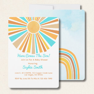Invitation Voici venir le fils, arc-en-ciel rétro boho