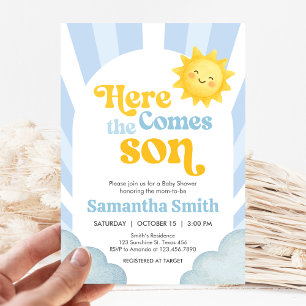 Invitation Voici venir le fils Baby Shower