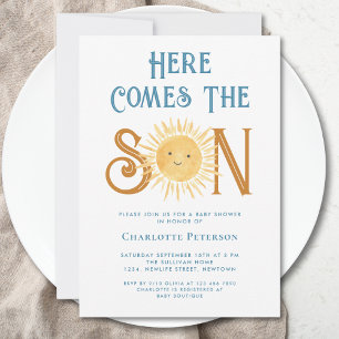 Invitation Voici venir le fils Baby Shower 