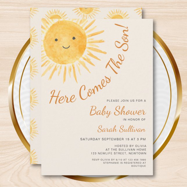 Invitation Voici venir le fils Baby Shower soleil (Créateur téléchargé)
