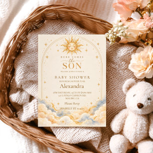 Invitation Voici venir le Fils Céleste Baby Shower Ensoleillé
