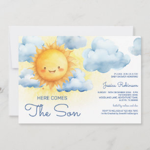 Invitation Voici venir le fils Été Baby Shower