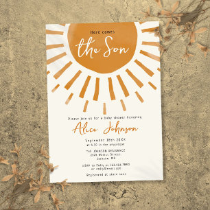 Invitation Voici venir le fils Fête bébé garçon Bohème