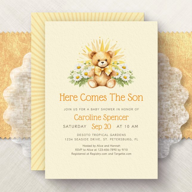Invitation Voici venir le fils Fête bébé Sunshine Boy (Créateur téléchargé)