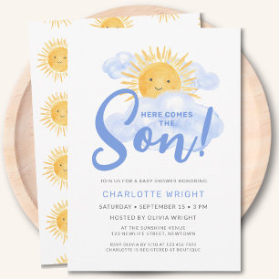 Invitation Voici venir le fils Fête prénatale pour garçon