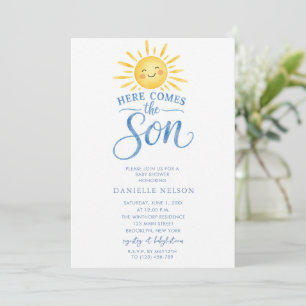 Invitation Voici venir le fils Garçon Baby Shower