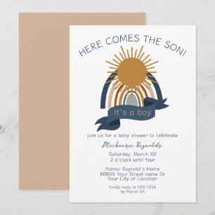 Invitation Voici venir le fils Garçon bohème Baby Shower
