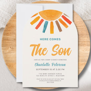 Invitation Voici venir le fils Garçon du soleil Baby Shower A