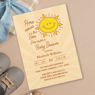 Invitation Voici venir le fils Little Sunshine Boy Baby Showe