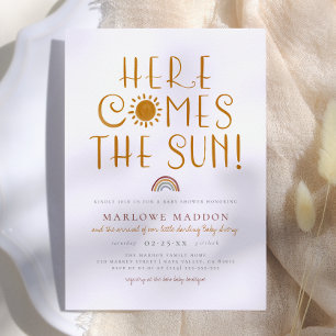 Invitation Voici venir le soleil   Baby Shower Bohème Arc-en-