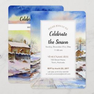 Invitation Voie d'hiver Aquarelle saison de vacances Invitati