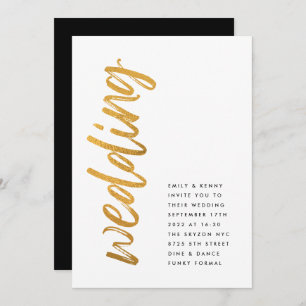 Invitation Voies latérales Black Gold Foil Moderne Simple Mar
