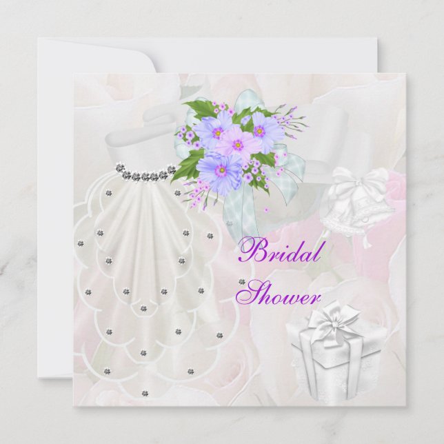 Invitation Voile Blanc Fleur de Lilas pour Baby Shower (Devant)