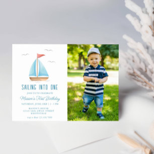 Invitation Voile dans une photo d'anniversaire nautique