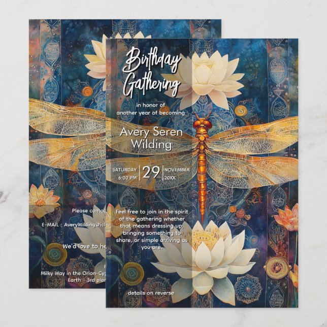 Invitation Voile de Lumière | Conception Dragonfly (Devant / Derrière)