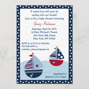 Invitation Voile en bateau de plaisance Ocean Baby Shower Inv