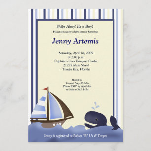 Invitation Voilier Bateau l Baby shower 5x7