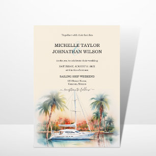 Invitation Voilier Destination Mariage Palm Trees Beach