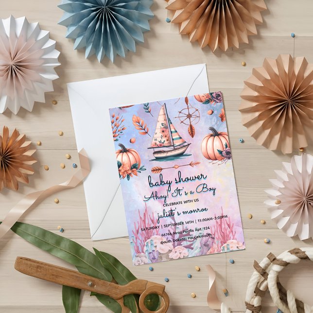 Invitation voilier marin Baby shower nautique (Créateur téléchargé)