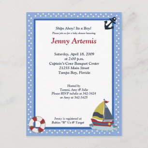 Invitation Voilier Voilier Bateau Baby shower 4x5
