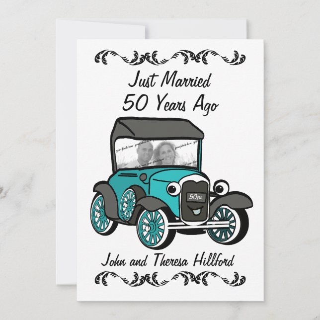 Invitation Voiture ancienne pour 50e anniversaire (Devant)