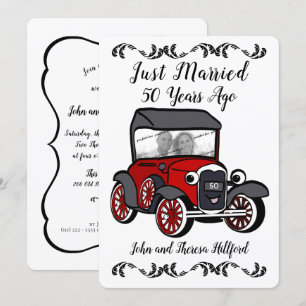 Invitation Voiture ancienne pour 50e anniversaire de mariage