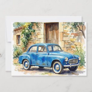 Invitation Voiture Ancienne près d'un Cottage en Pierre