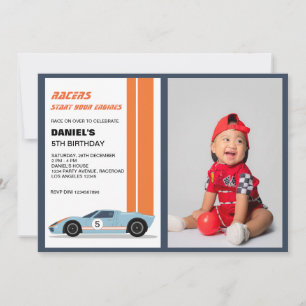 Invitation Voiture Blue moderne Boy Photo Anniversaire