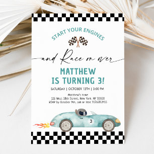 Invitation Voiture Blue Race Anniversaire
