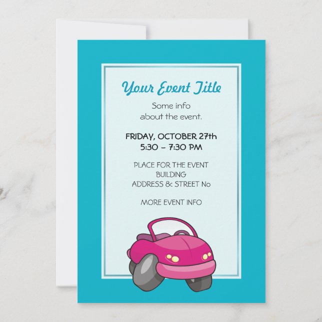 Invitation Voiture Carton Rose (Dos)