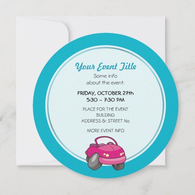 Invitation Voiture Carton Rose (Dos)