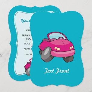 Invitation Voiture Carton Rose
