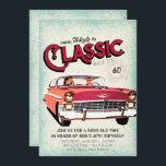 Invitation Voiture classique du milieu du siècle| 60e anniver<br><div class="desc">Venez célébrer un classique avec cette invitation personnalisée à 60 ans, idéale pour tous ceux qui aiment les voitures classiques. Réveillez vos moteurs et roulez, fêtez l’événement de votre gars avec cette invitation rétro à l’anniversaire de la voiture! Ajoutez votre libellé personnalisé à cette conception en utilisant les zones "Modifier...</div>