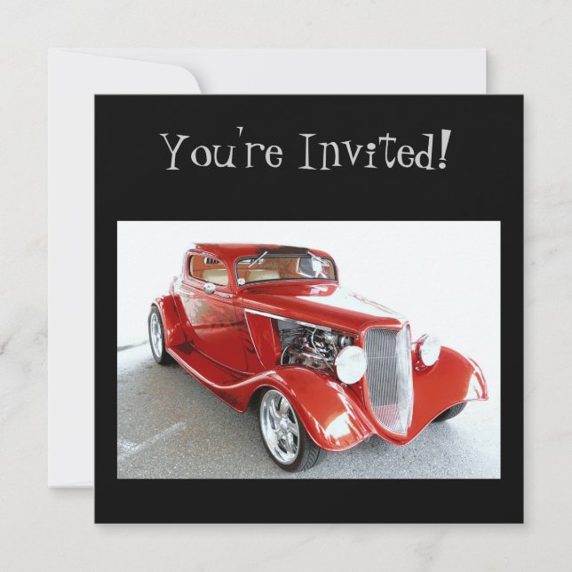 Invitation Voiture classique Red Vintage - Vous êtes invité! (Devant)