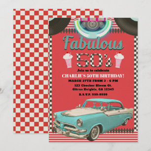 Invitation Voiture Classique Rétro Années 50 Vintage 50's Soi
