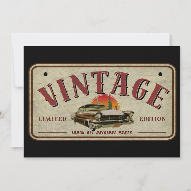 Invitation Voiture Classique Vintage Édition Limitée Pièces D (Devant)