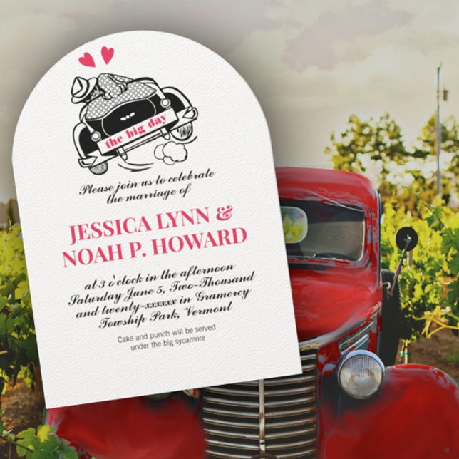 Invitation Voiture convertible vintage Retro Red Classic les  (Créateur téléchargé)