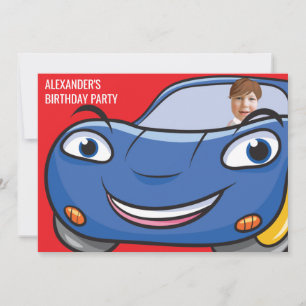 Invitation Voiture d'anniversaire Automotive Drôle Cartoon Cr