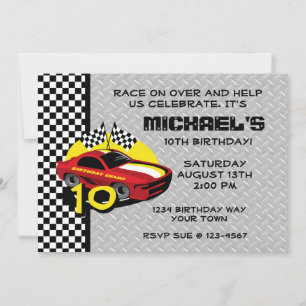 Invitation Voiture de course 10e anniversaire