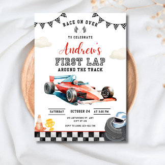 Invitation Voiture de course 1er anniversaire Premier tour de
