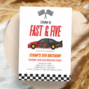 Invitation Voiture de course à flamme rouge 5ème anniversaire