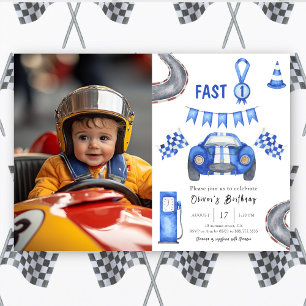 Invitation Voiture de course à l'aquarelle Premier anniversai
