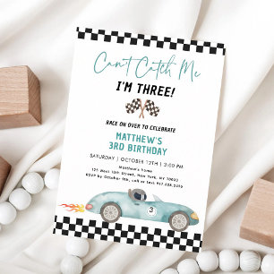 Invitation Voiture de course bleue ne peut pas m'attraper j'a