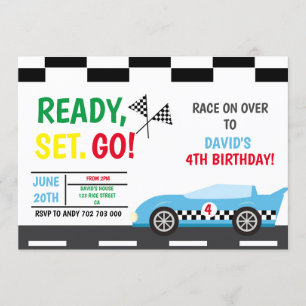 Invitation Voiture de course Boy Voiture de fête d'anniversai