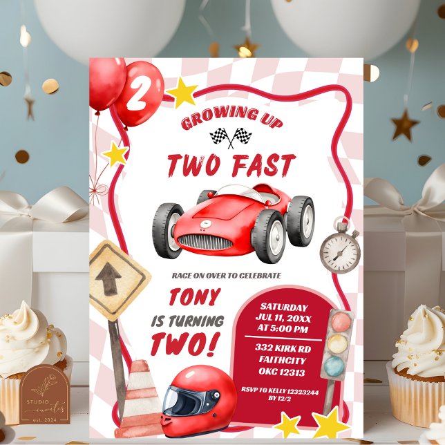 Invitation Voiture de course Deux Rapide 2e anniversaire (Créateur téléchargé)