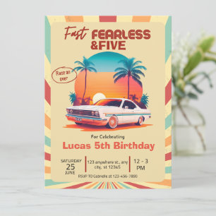 Invitation Voiture de course Fast Fearless & CINQ Retro