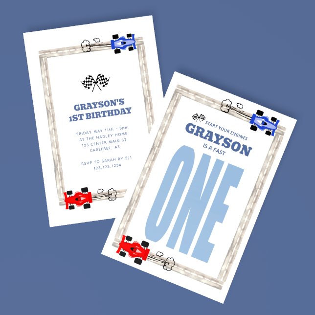 Invitation Voiture de course Fast One 1er anniversaire (Créateur téléchargé)