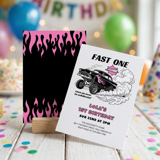 Invitation Voiture de course Fast One pour le 1er anniversair (Créateur téléchargé)